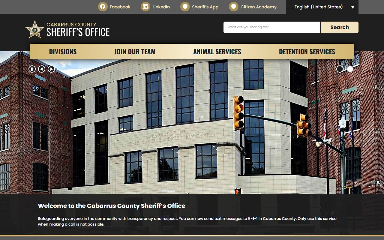 Cabarrus County arrest records Sheriff's Office homepage
