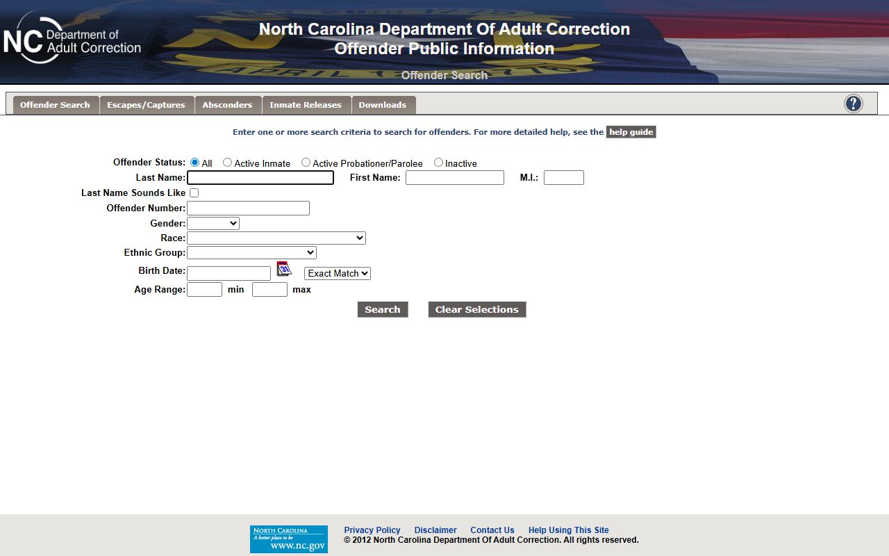 Cabarrus County arrest records state offender public information search
