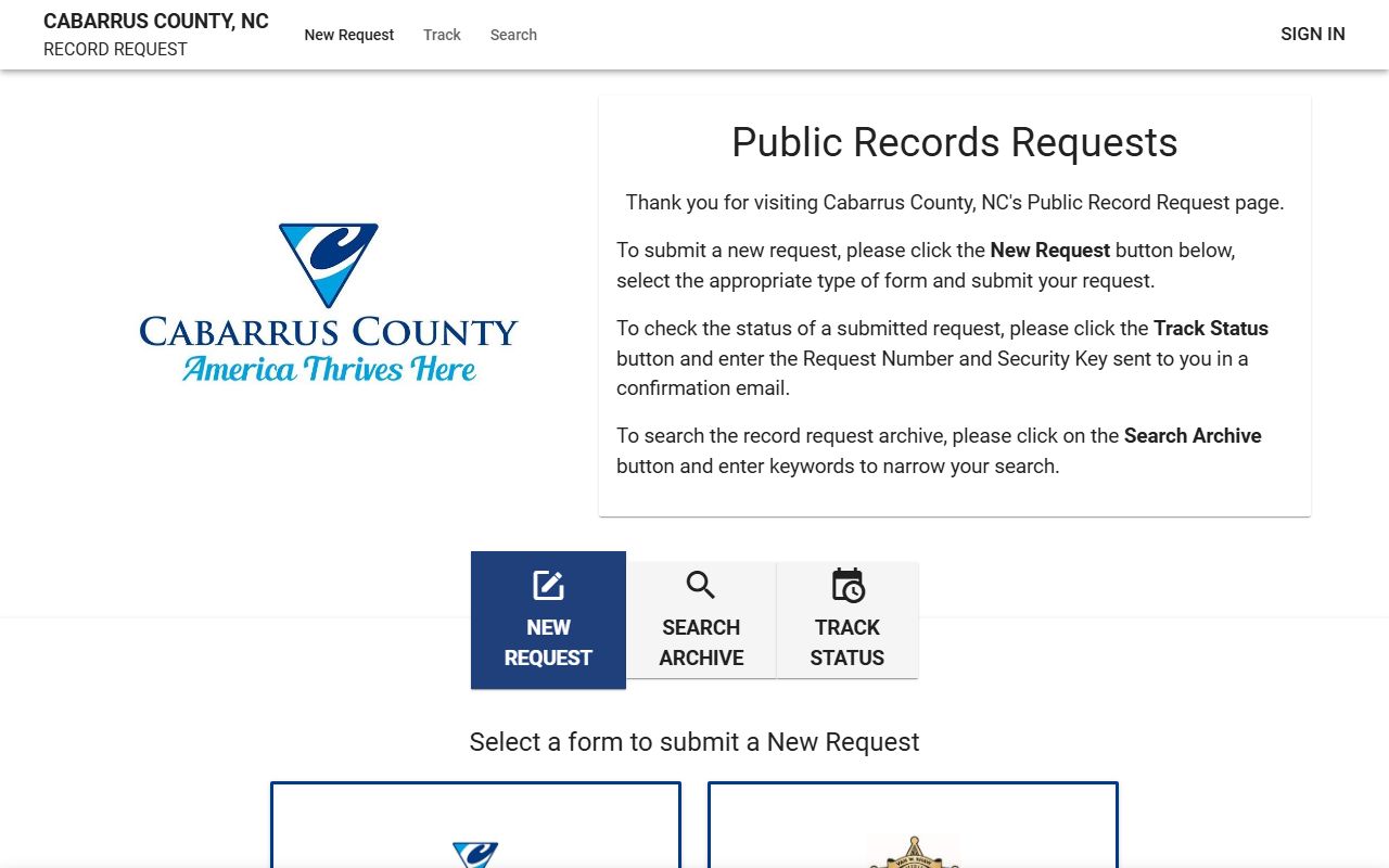 Cabarrus County court dockets JustFOIA public record request portal