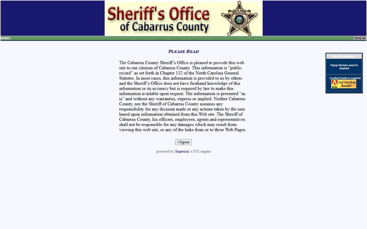 Cabarrus County court dockets Sheriff P2C summary portal