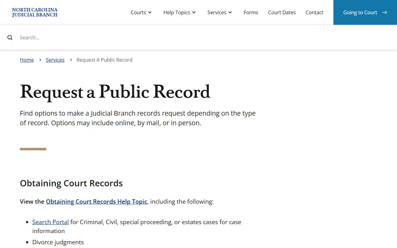 Cabarrus County court records public record request routing