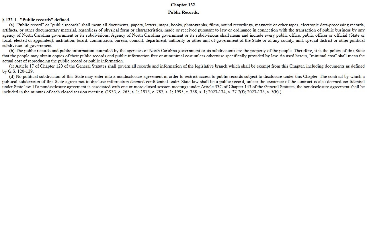 Cabarrus County criminal court records public record statute
