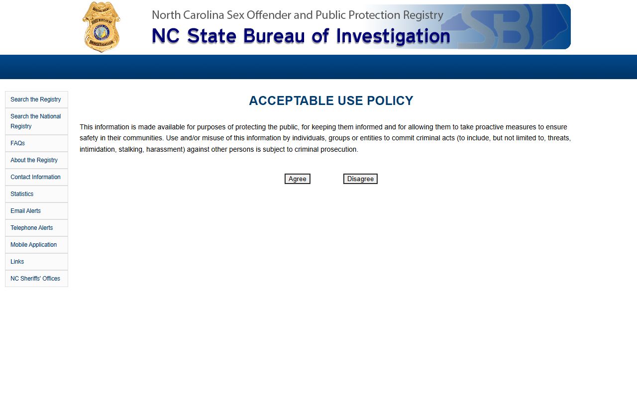 Cabarrus County criminal court records sex offender registry distinction