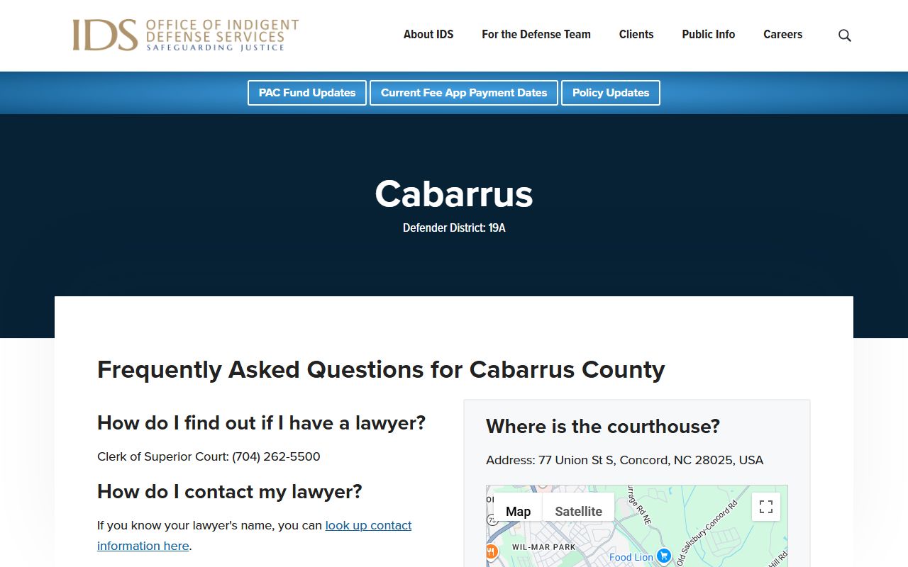 Cabarrus County district court indigent defense services