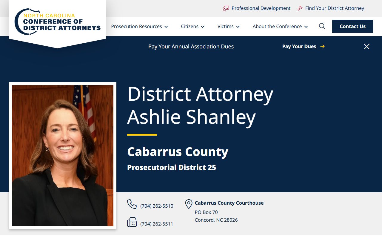 Cabarrus County district court Prosecutorial District 25