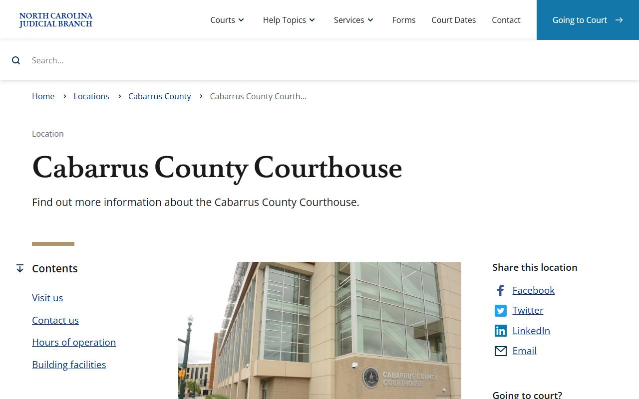 Cabarrus County court records courthouse address and security