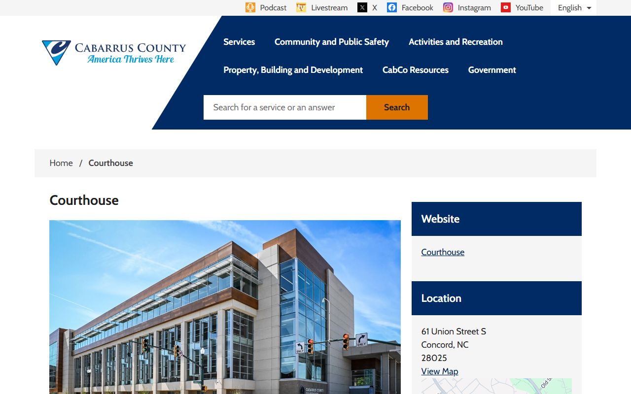 Cabarrus County court records county courthouse listing