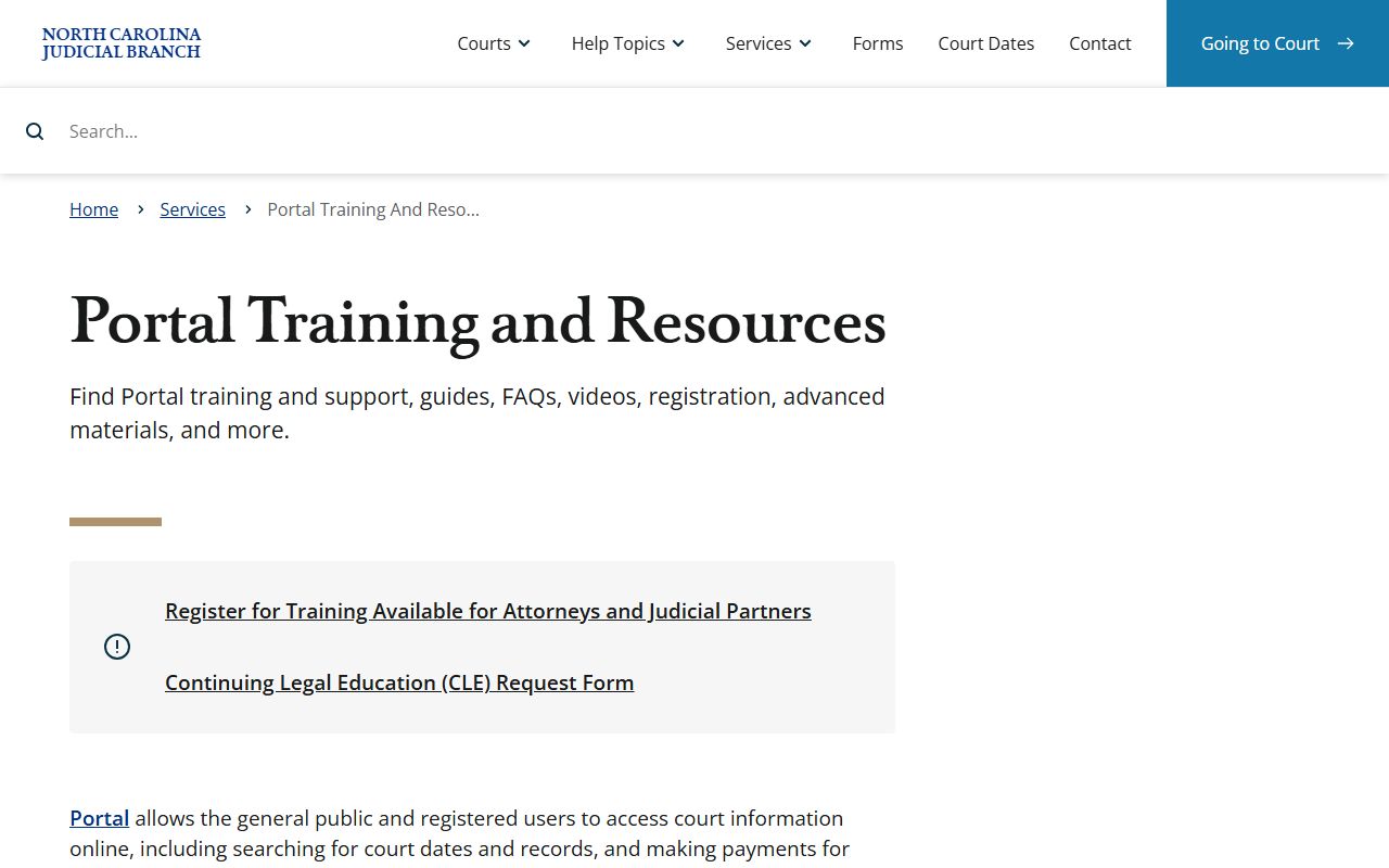 Cabarrus County court records eCourts Portal training guidance