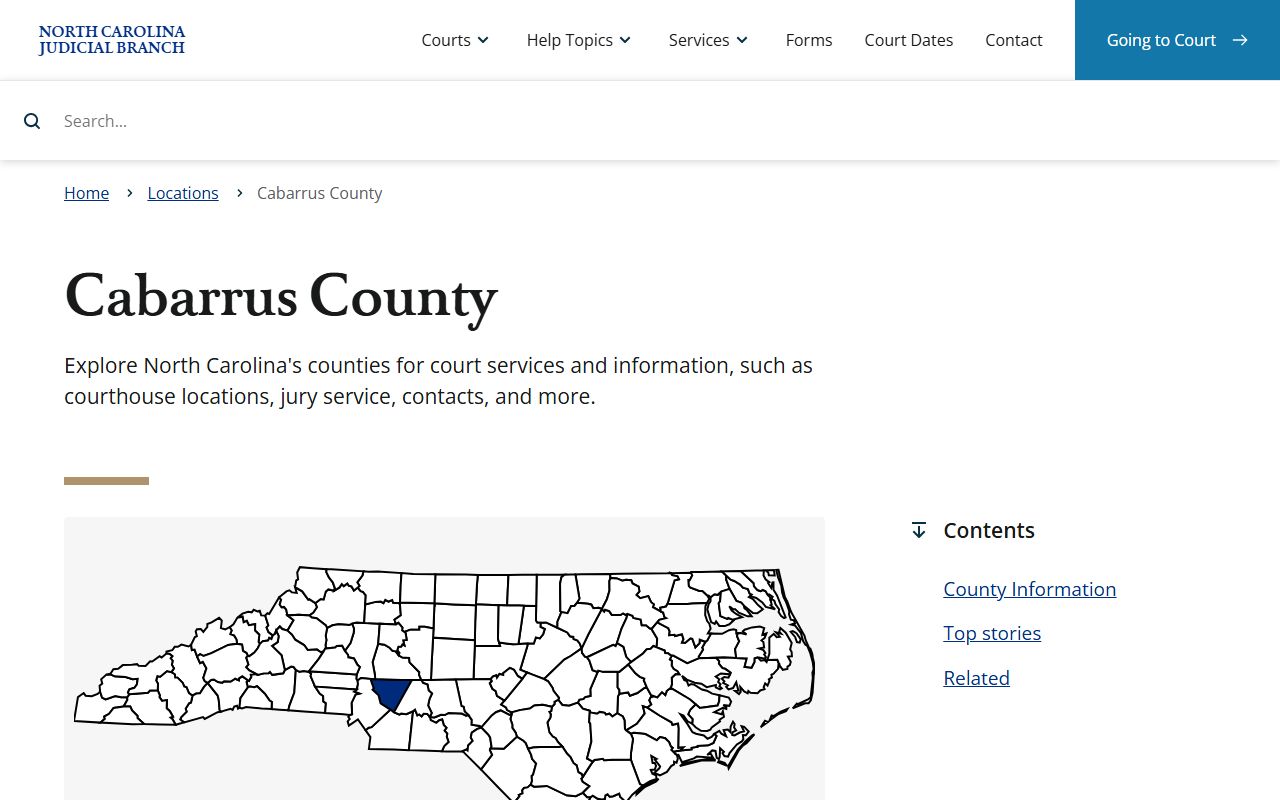 Cabarrus County court records Judicial Branch landing page