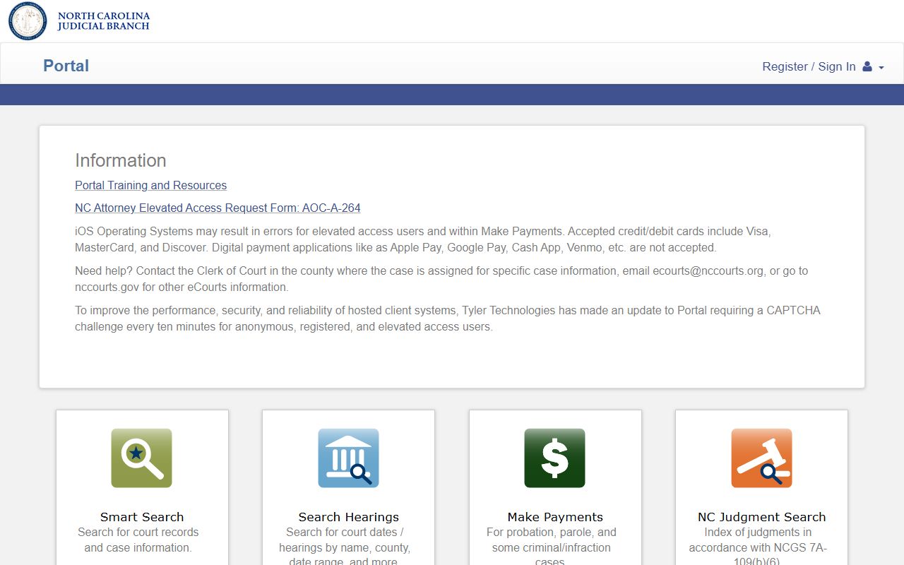 Cabarrus County court records North Carolina eCourts Portal