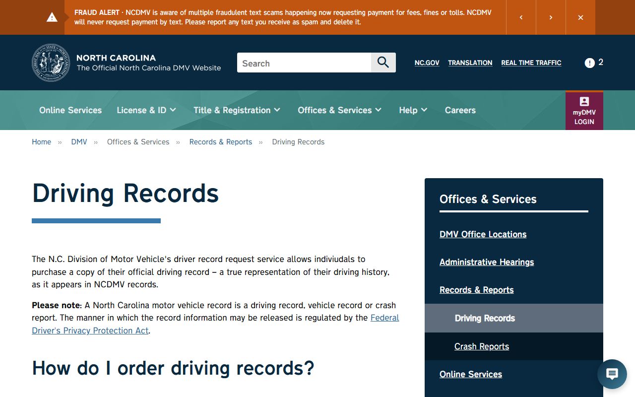 Cabarrus County traffic court records NCDMV driving records