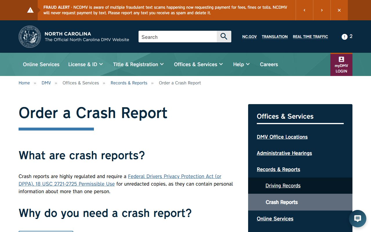 Cabarrus County traffic court records NCDMV crash reports