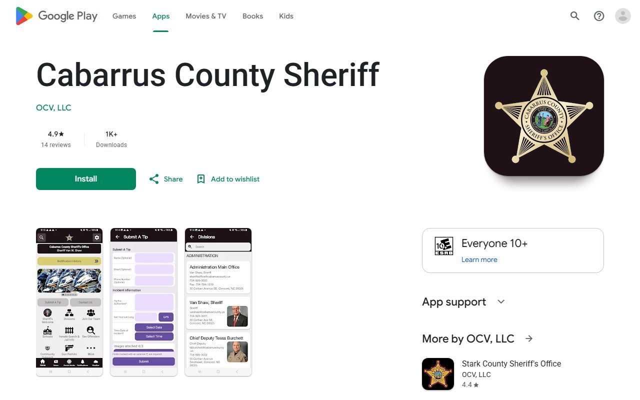 Cabarrus County warrant search Sheriff's app listing